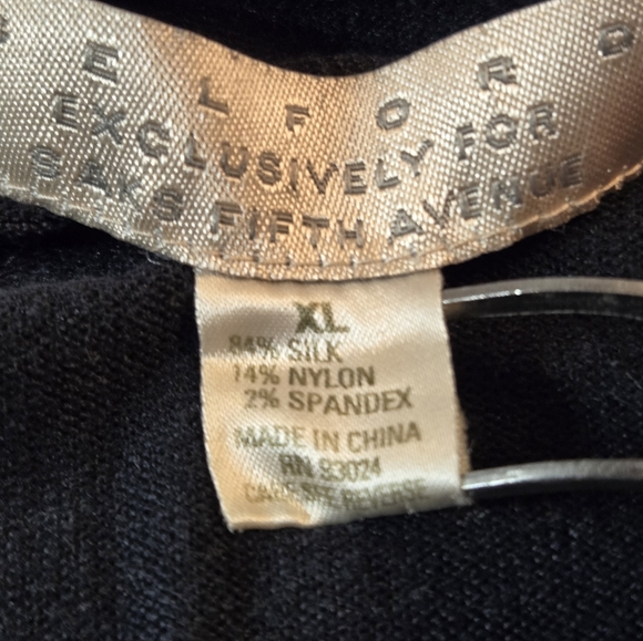 Belford made 4 Saks 5th Ave Silk Nylon Spandex Knit Wavy Colorful Top XL - Picture 8 of 9